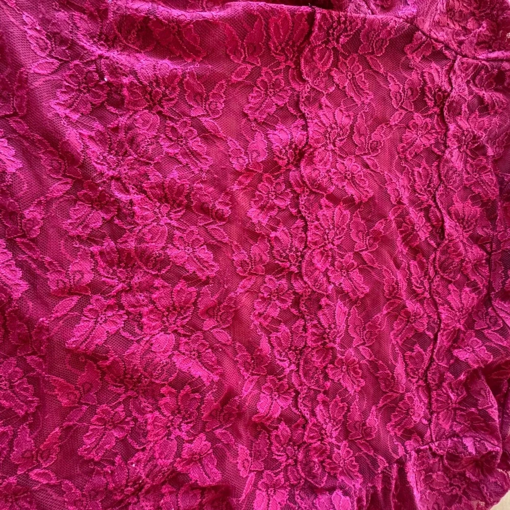 Red Floral Full Lace Long Sleeve Top Women Large Stretch Romantic Coquette Layer - Picture 6 of 9